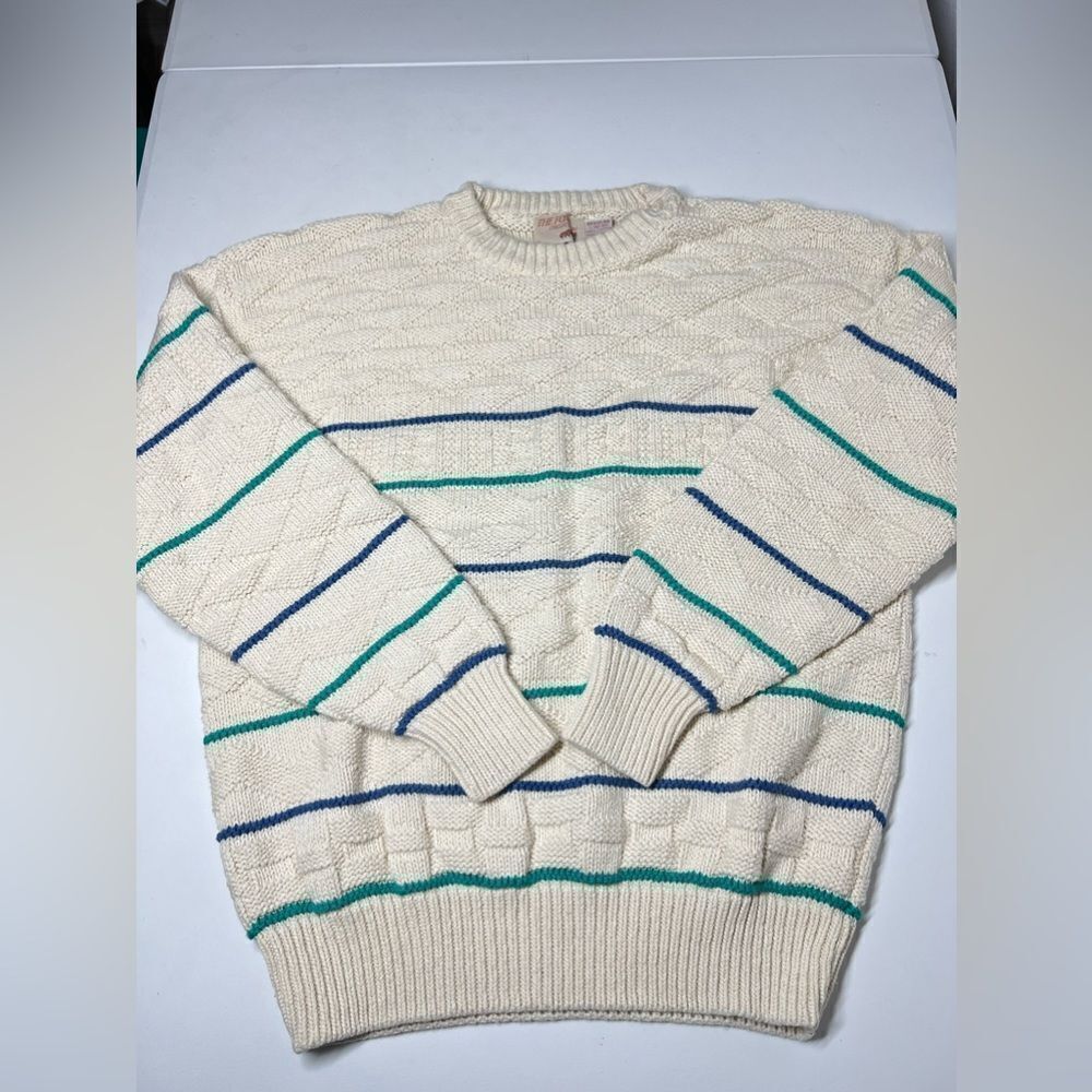 Vintage 1980s Sweater The Fox Collection Mens Size Large Cotton Knit